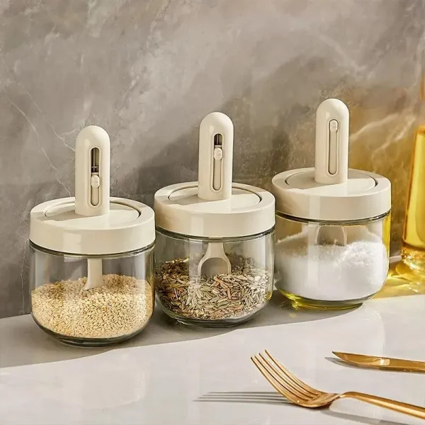 Glass Seasoning Utensil with Telescopic Spoon - Image 3