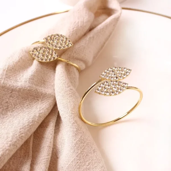 4 pieces of Gold Foil Napkin Ring with Rhinestone Details - Image 3