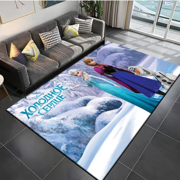 MINISO Disney Frozen Rugs Fashion 3D Printing Anime Elsa Carpet Cartoon Bedroom - Image 9