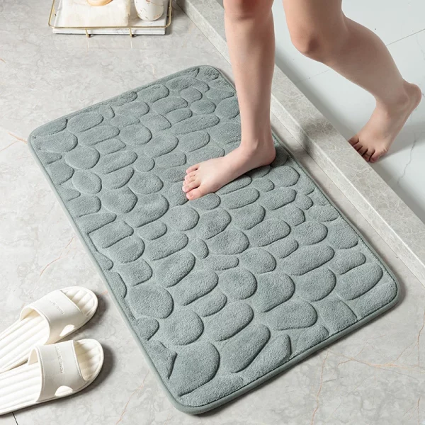 Foot Mat Coral Fleece Floor Mat Household Memory Foam Embroidered Bathroom Thickened Absorbent Floor Mat Door - Image 7