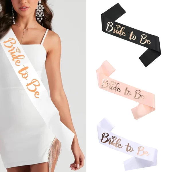 Bride-to-be satin sash in rose gold, perfect for bachelorette parties and bridal showers.