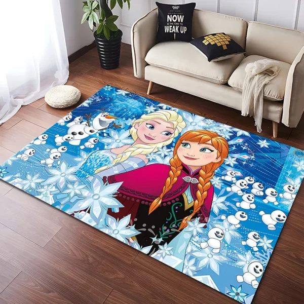 MINISO Disney Frozen Rugs Fashion 3D Printing Anime Elsa Carpet Cartoon Bedroom - Image 7