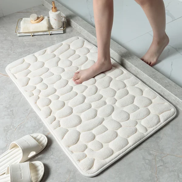 Foot Mat Coral Fleece Floor Mat Household Memory Foam Embroidered Bathroom Thickened Absorbent Floor Mat Door - Image 6