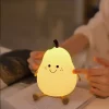 LED Pear Fruit Silicone Night Light 7 Colors Dimming Touch USB Rechargeable Cartoon Bedside Lamp Bedroom Decor Cute Kid Gift - Image 2
