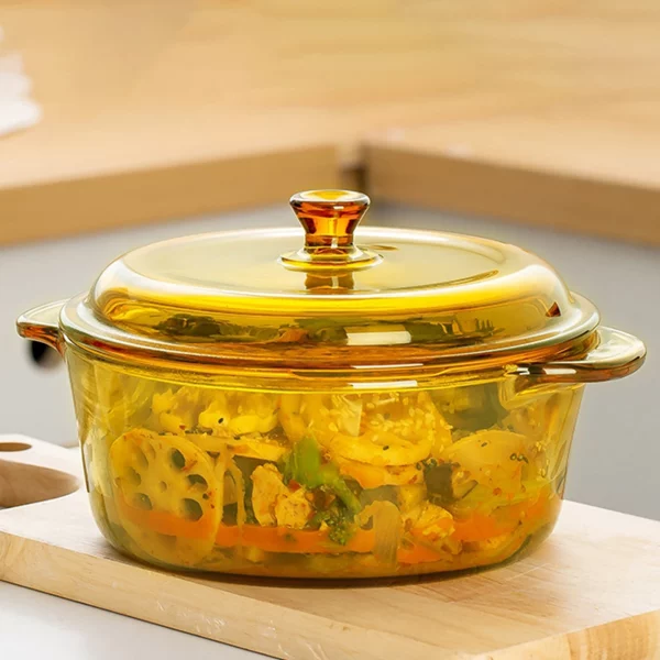 Glass Casserole Dish with Lid and Handle, Multipurpose Oven Bowl for Eggs, Cereal, Pasta, and Sauces - Image 4