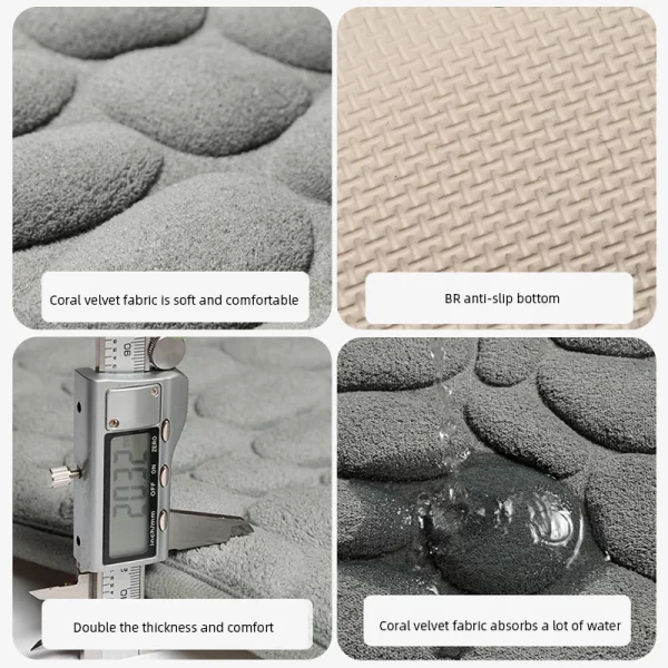 Foot Mat Coral Fleece Floor Mat Household Memory Foam Embroidered Bathroom Thickened Absorbent Floor Mat Door - Image 4