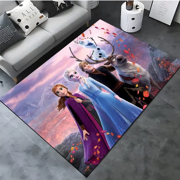 MINISO Disney Frozen Rugs Fashion 3D Printing Anime Elsa Carpet Cartoon Bedroom - Image 11