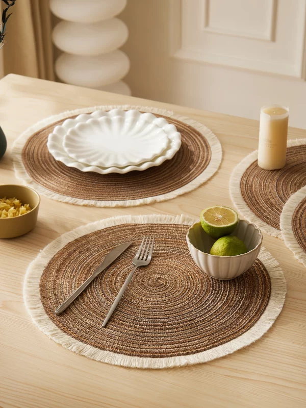 1pcs Hot Selling Fringe Eco-friendly Polyester Cheap Table Mat Placemats Kitchen Mat - Image 5