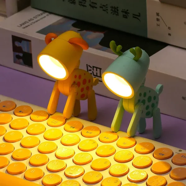 LED Mini Night Light Cute Dog Deer Foldable Desk Lamps Desktop Ornament Book Light Kids Room Bedside Bedroom Decor Holiday Gifts - Image 3