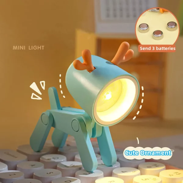 LED Mini Night Light Cute Dog Deer Foldable Desk Lamps Desktop Ornament Book Light Kids Room Bedside Bedroom Decor Holiday Gifts - Image 2