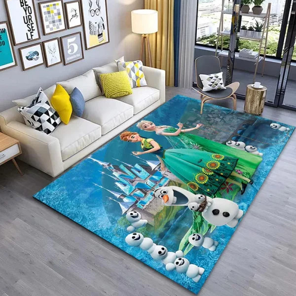 MINISO Disney Frozen Rugs Fashion 3D Printing Anime Elsa Carpet Cartoon Bedroom - Image 2