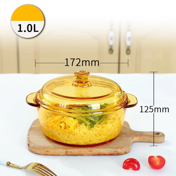 Glass Casserole Dish with Lid and Handle, Multipurpose Oven Bowl for Eggs, Cereal, Pasta, and Sauces - Image 6