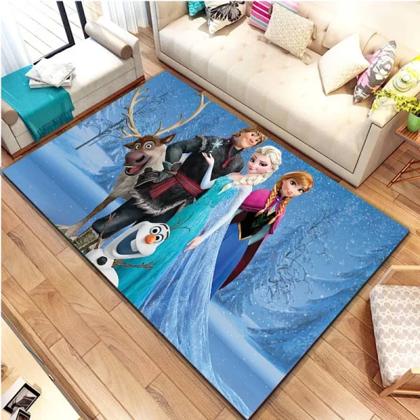 MINISO Disney Frozen Rugs Fashion 3D Printing Anime Elsa Carpet Cartoon Bedroom - Image 13