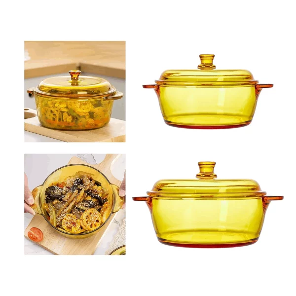 Glass Casserole Dish with Lid and Handle, Multipurpose Oven Bowl for Eggs, Cereal, Pasta, and Sauces