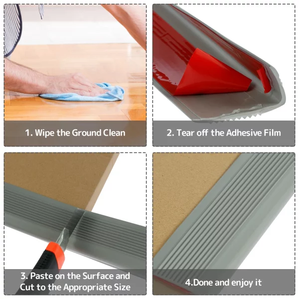 1/2 pcs non-slip stair edge protectors: self-adhesive PVC L-shape trim for waterproof stair edging. - Image 4