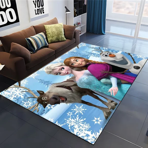 MINISO Disney Frozen Rugs Fashion 3D Printing Anime Elsa Carpet Cartoon Bedroom - Image 12