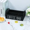 Wooden Coffee Bar Organizer Compartmentalized Coffee TeaBag Paper Cup Storage Box Handle Counter Desktop Miscellaneous Sorting - Image 4