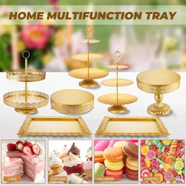 Gold Cake Stand Metal Dessert Table Display Set Tiered Cupcake Holder Fruit Candy Donut Plate Serving Tower Tray Platter - Image 5