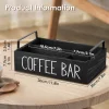 Wooden Coffee Bar Organizer Compartmentalized Coffee TeaBag Paper Cup Storage Box Handle Counter Desktop Miscellaneous Sorting - Image 2