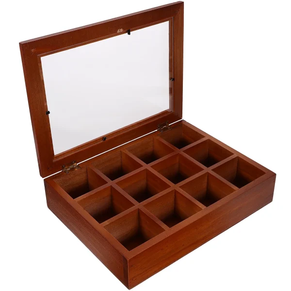 Tea Bag Storage Box Wooden Storage Divider Box Tea Bag Storage Box Coffee Capsule Sorting Box Sealed Storage Tank Tea Box - Image 6