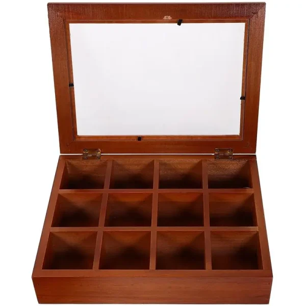 Tea Bag Storage Box Wooden Storage Divider Box Tea Bag Storage Box Coffee Capsule Sorting Box Sealed Storage Tank Tea Box - Image 7