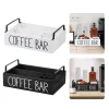 Wooden Coffee Bar Organizer Compartmentalized Coffee TeaBag Paper Cup Storage Box Handle Counter Desktop Miscellaneous Sorting