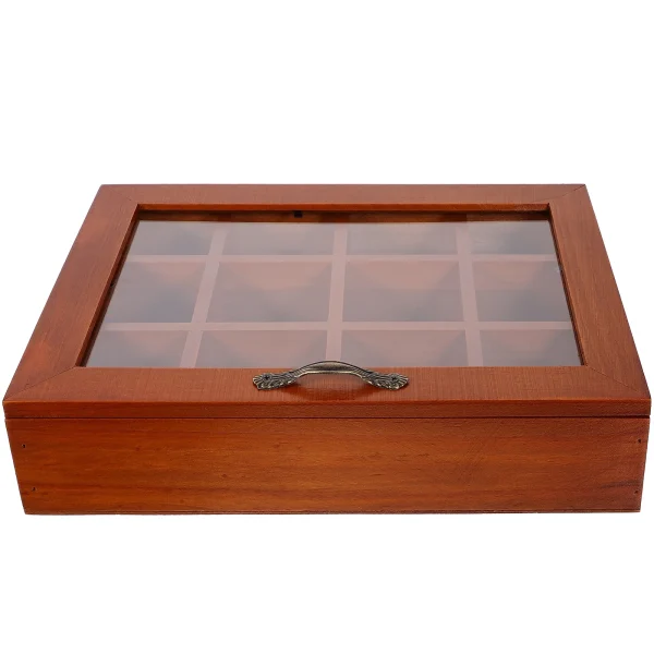 Tea Bag Storage Box Wooden Storage Divider Box Tea Bag Storage Box Coffee Capsule Sorting Box Sealed Storage Tank Tea Box - Image 2